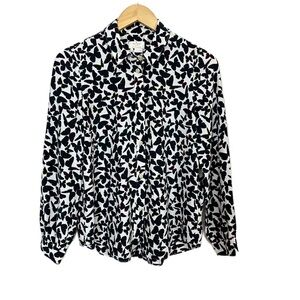 Kate Spade Silk Blend Butterfly Print Collared Button Down Shirt Top Womens Sz 4